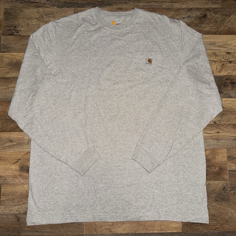Carhartt Shirt Mens 2XL Tall Gray Long Sleeve Pocket Loose Fit K126 HGY Workwear